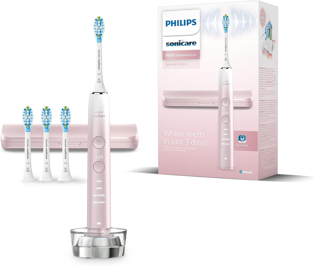 PHILIPS Soniques, Rose, Brosse sonique, 4 têtes de brosse C3 Premium (modèle HX9911/79)
