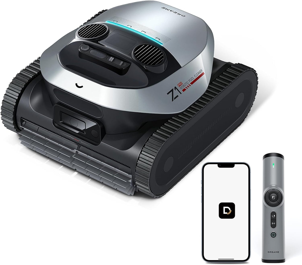 dreame Systèmes de nettoyage automatique, 200 m, Noir, Z1 Pro Robot Piscine sans Fil, Puissance d'Aspiration 30 000 LPH