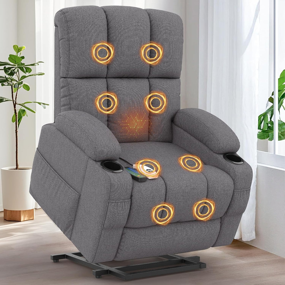 Srfzluxy téléviseur, Gris, Fauteuil de massage électrique réglable avec fonction allongée, fonction chauffante