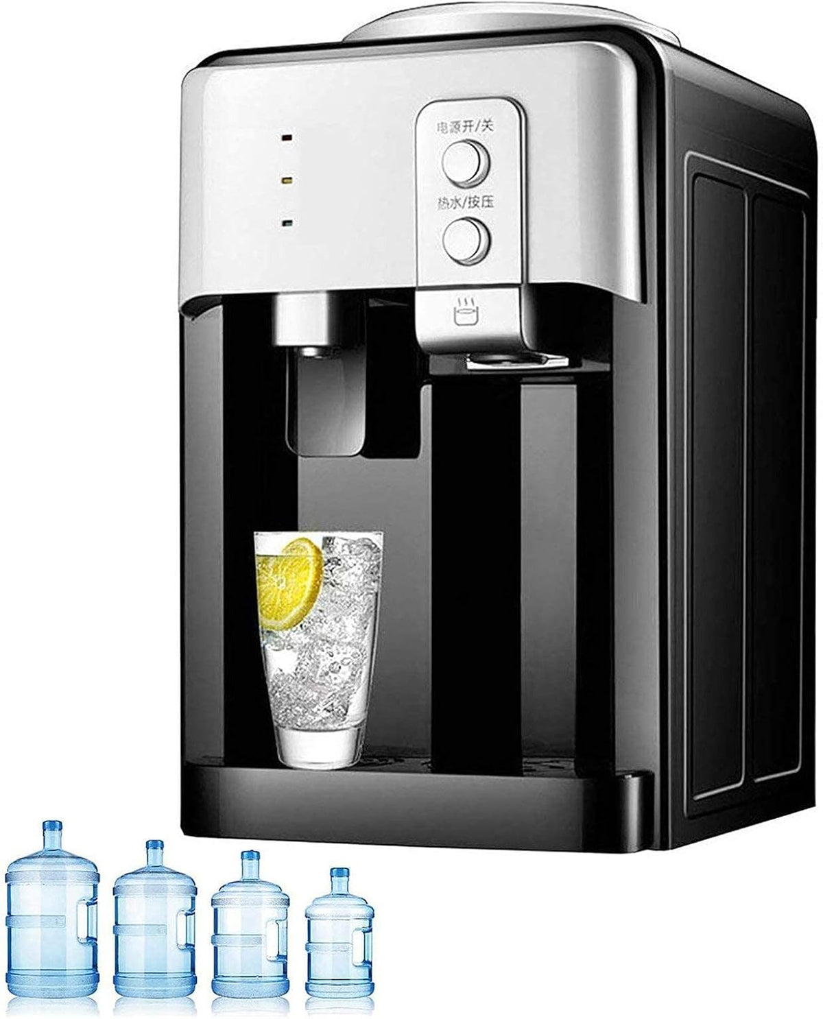 GDBTDL fontaine à eau, 25,5 x 23,5 x 41 cm, 220 V, cuve inox 304, Noir, Distributeur d'Eau Électrique Chaude et Froide de Comptoir