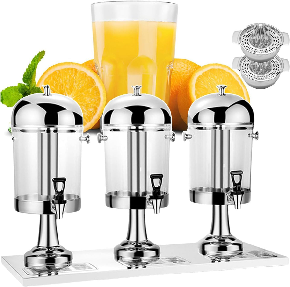 asdchZen fontaine à eau, 87 × 35 × 58 cm / 34,2 × 13,7 × 22,8 po, 24 L (3 récipients), 24 L, Acier inoxydable, Argenté / Plaqué or