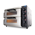 Maxima four à pizza, 40 cm, Noir/Argenté, 2 pizzas, diamètre, 2 compartiments, convient pour pizza, éclairage