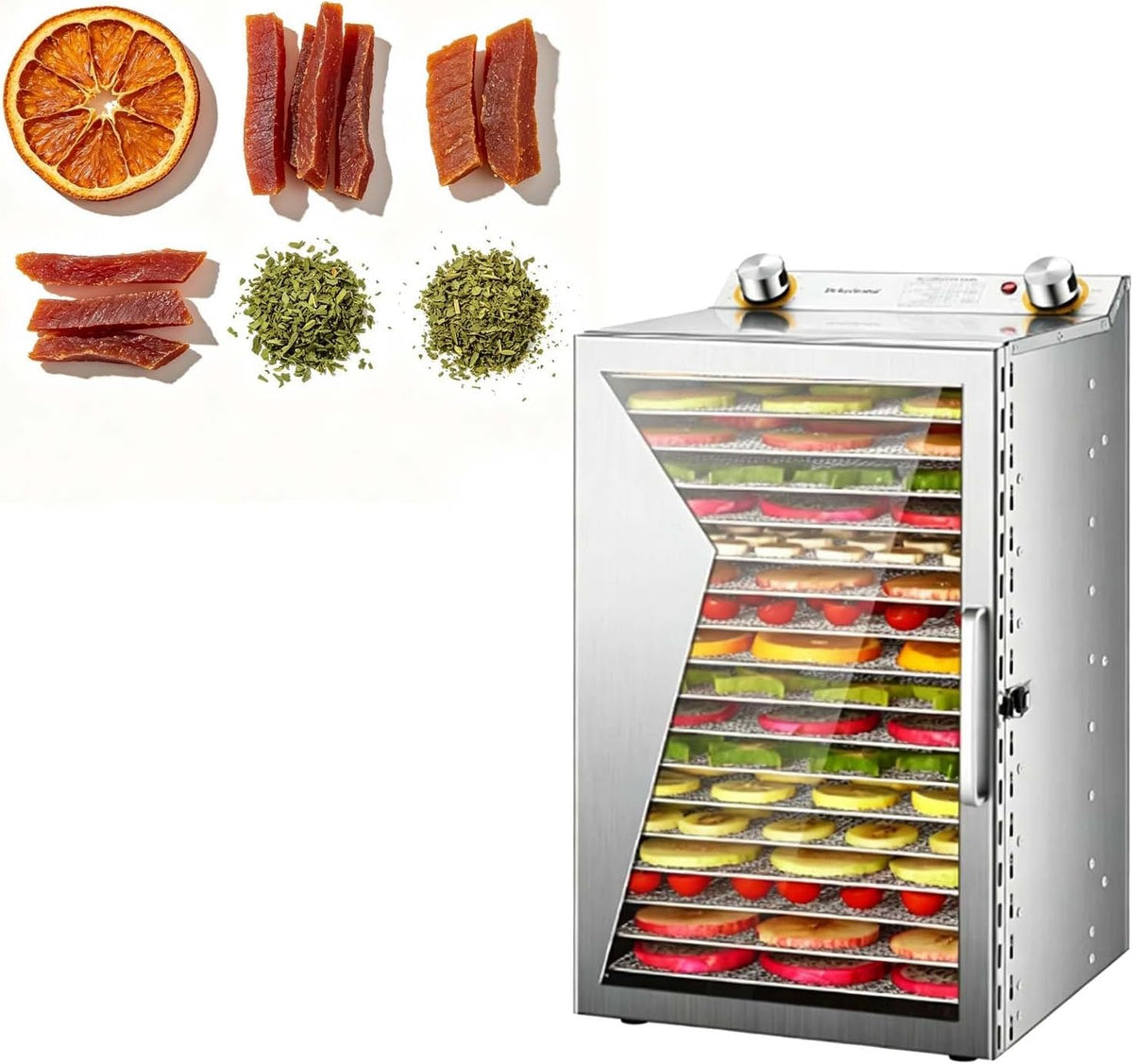SHENGQION déshydrateur alimentaire, Argenté, Professionnel et Sèche-Électrique pour Cuisine Maison, Plateaux Acier Inox