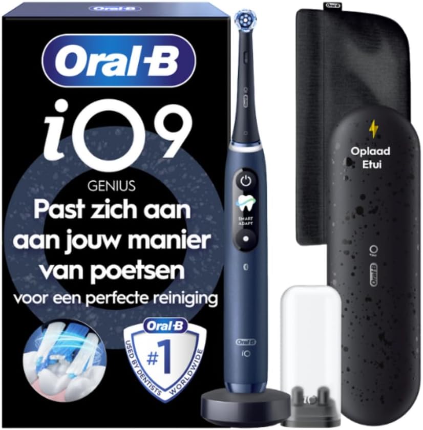 Oral-B Brosses à dents électriques, Marron/Bleu, iO Series 9 Brosse à dents électrique, 1 brosse à dents, étui de voyage de charge