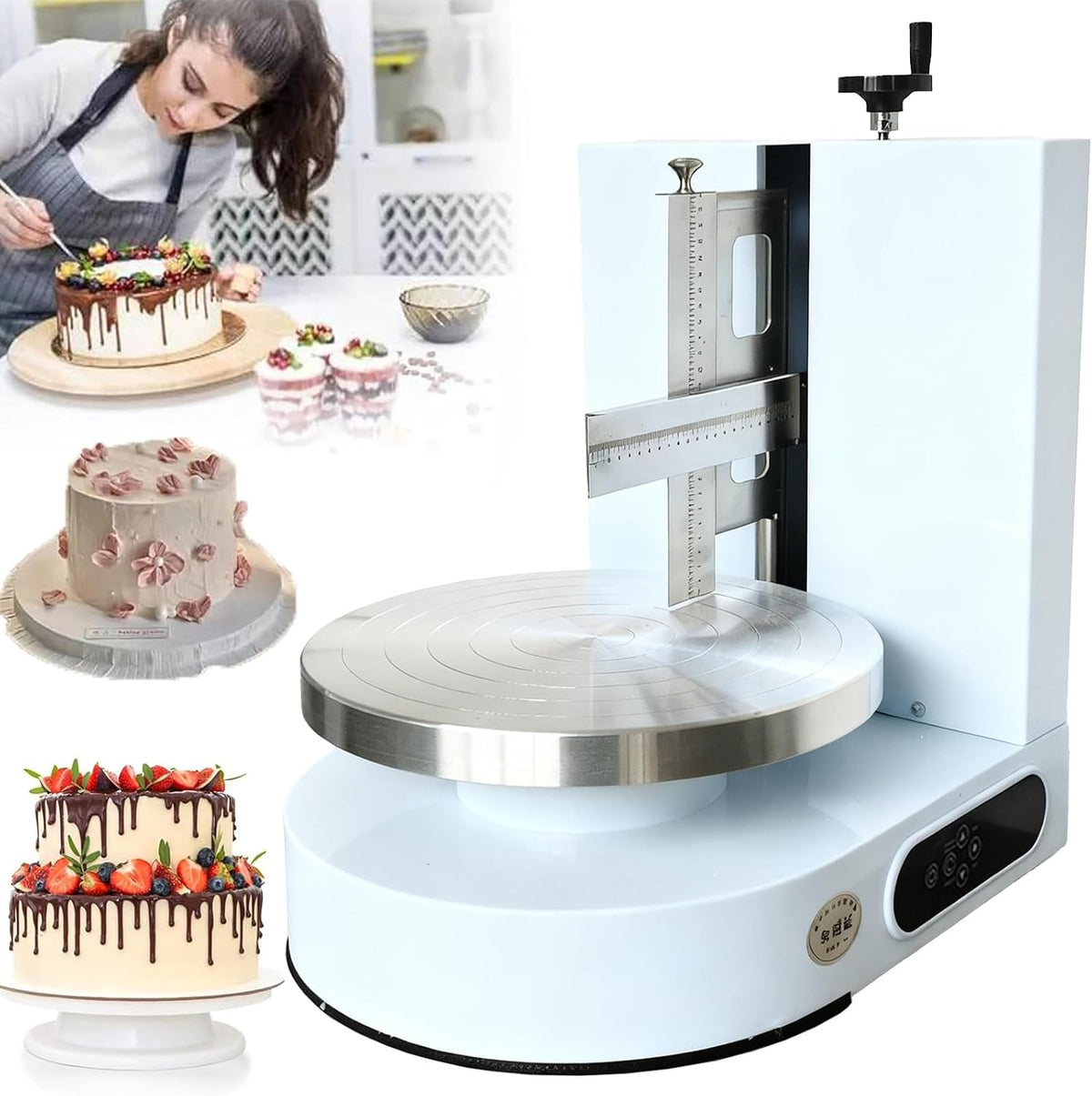 SUYUDD Machines à gâteaux, 200 W, AC220 V/50Hz, 12 Pouces, 220 V, Noir, Plateau Tournant Électrique Automatique