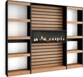 Skraut Home cheminée électrique, 107 cm de large, 32 cm de haut., 34w., 230x186x25 cm, Noir, Étagère Bibliothèque