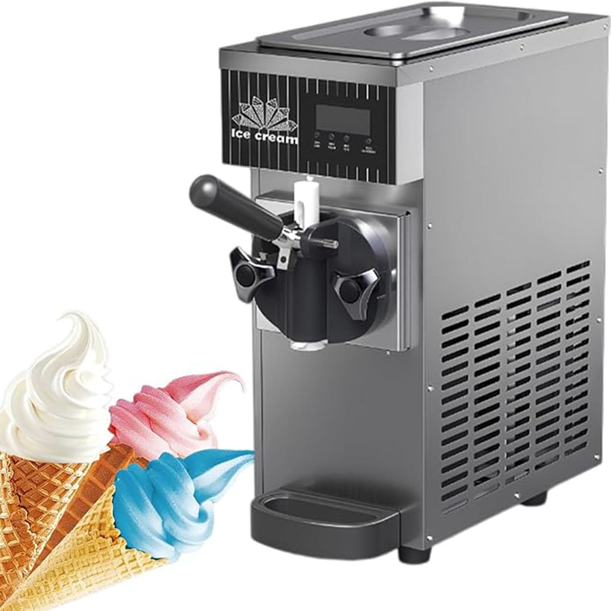 LJLYYDS sorbetière, 20 × 40 × 51 Cm, Acier Inoxydable, Gris, Machine à Glace Professionnelle, comptoir, Machine à Glace à l'italienne Mono-Parfum