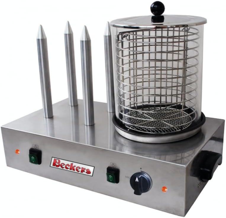 Beckers Appareils à hot dog, 528x337x400 mm, 1100 Watt / 220 ~ 240 V / 50Hz, Noir, Machine à Hot-Dogs Professionnelle HD-01