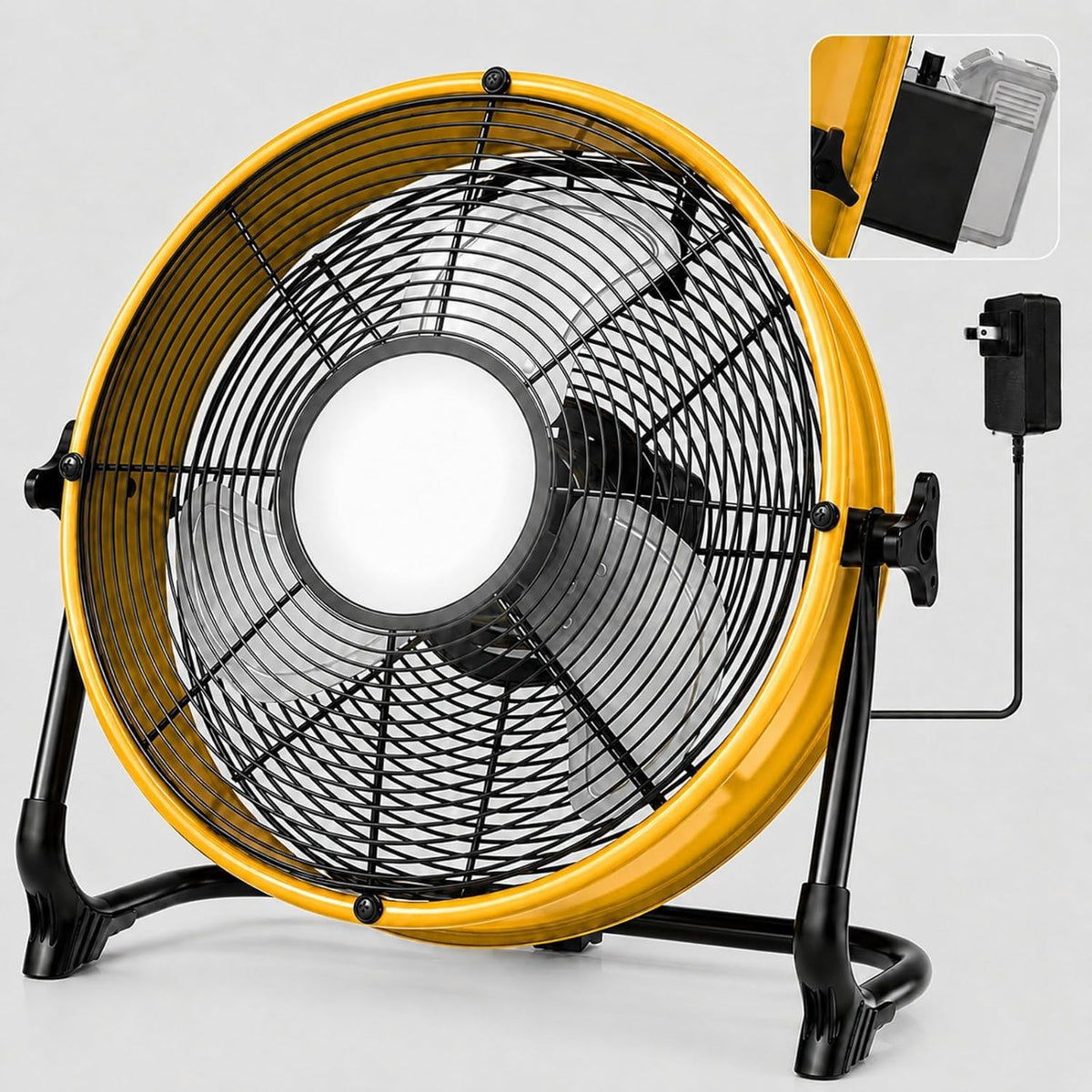 T-SUN Ventilateurs USB, 40,6 cm, 18 V, 20 V, Blanc, Ventilateur sans fil à batterie de compatible avec batterie Dewalt /