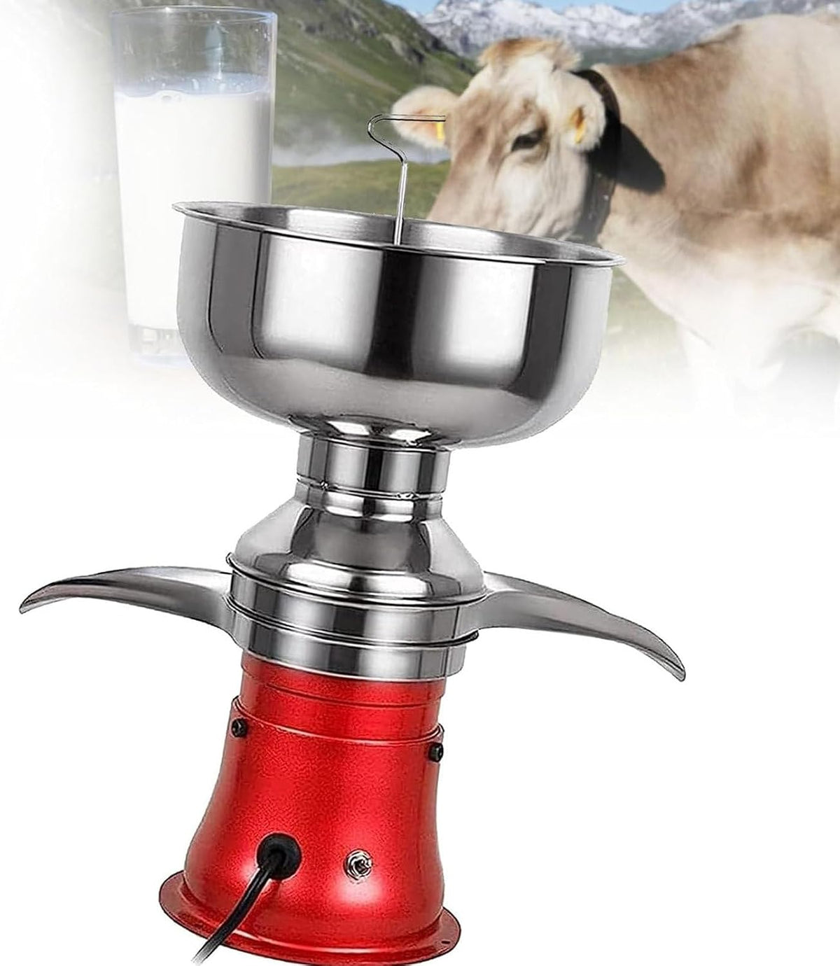 IYUESQ centrifugeuse, 480 × 230 x 320 mm, 200 W, 110 V-240 V, acier inoxydable, Noir, Séparateur de crème de Lait Frais