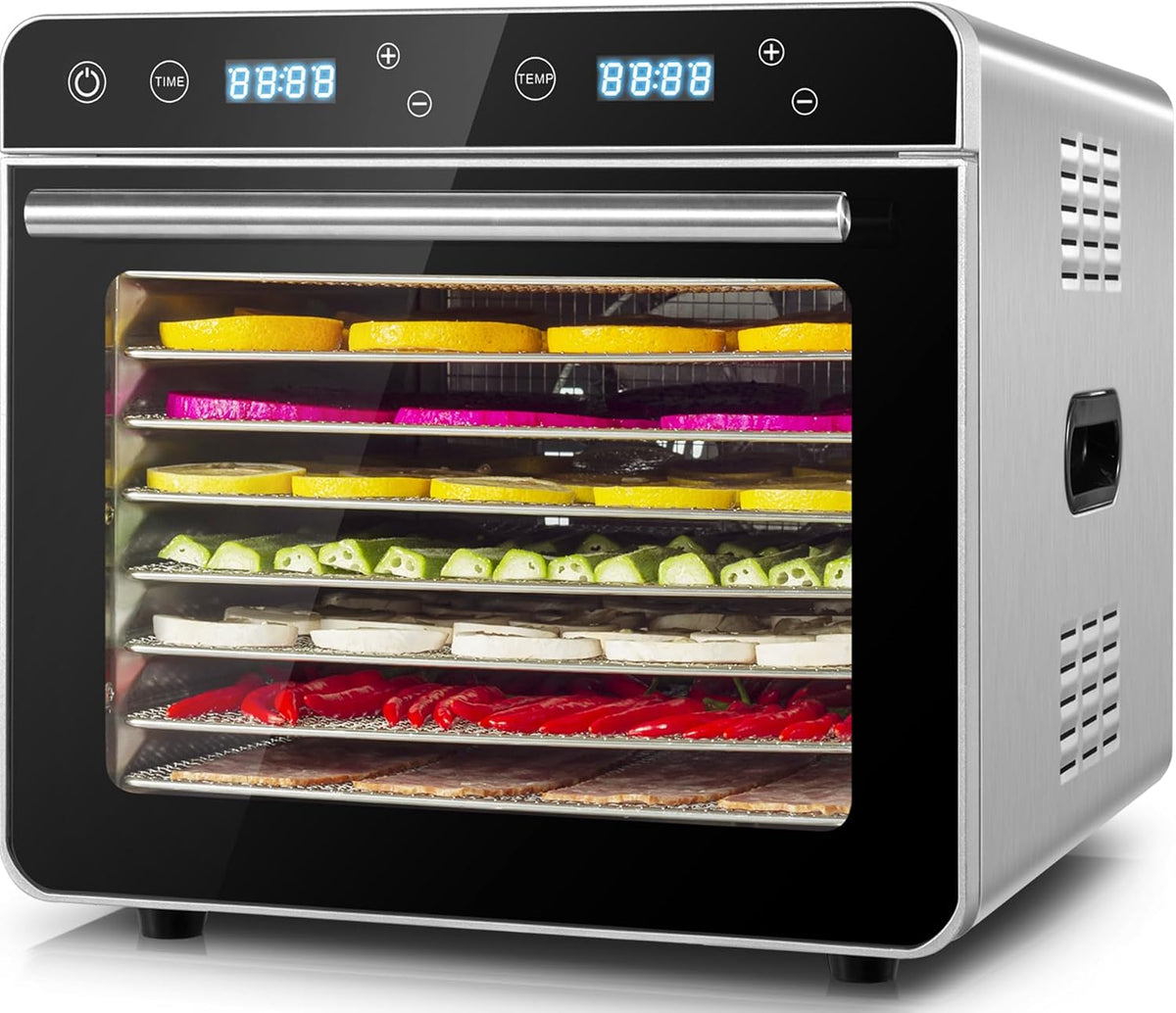 Kwasyo déshydrateur alimentaire, 700 W, Argenté, Deshydrateur Alimentaire Avec 8 Plateaux Inox, Minuteur 24H