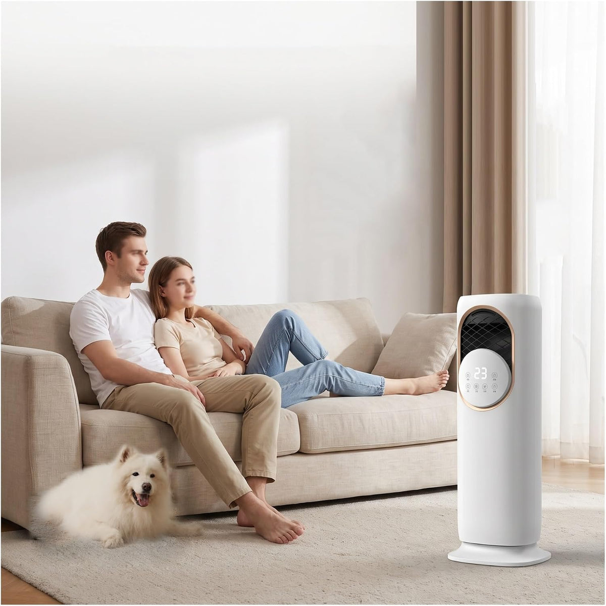 climatiseur portable QWEASDF, 30*23*81 cm, 0,079 m³, Refroidissement : 45 W, Blanc, Clim Portable, Climatiseur Mobile Sans Évacuation