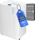 Turbionaire déshumidificateur, 20 L, 4.5 L, 50 m, Blanc, et Purificateur d'Air LEVI 20 ION Clean /Jour, Purification avec ioniseur