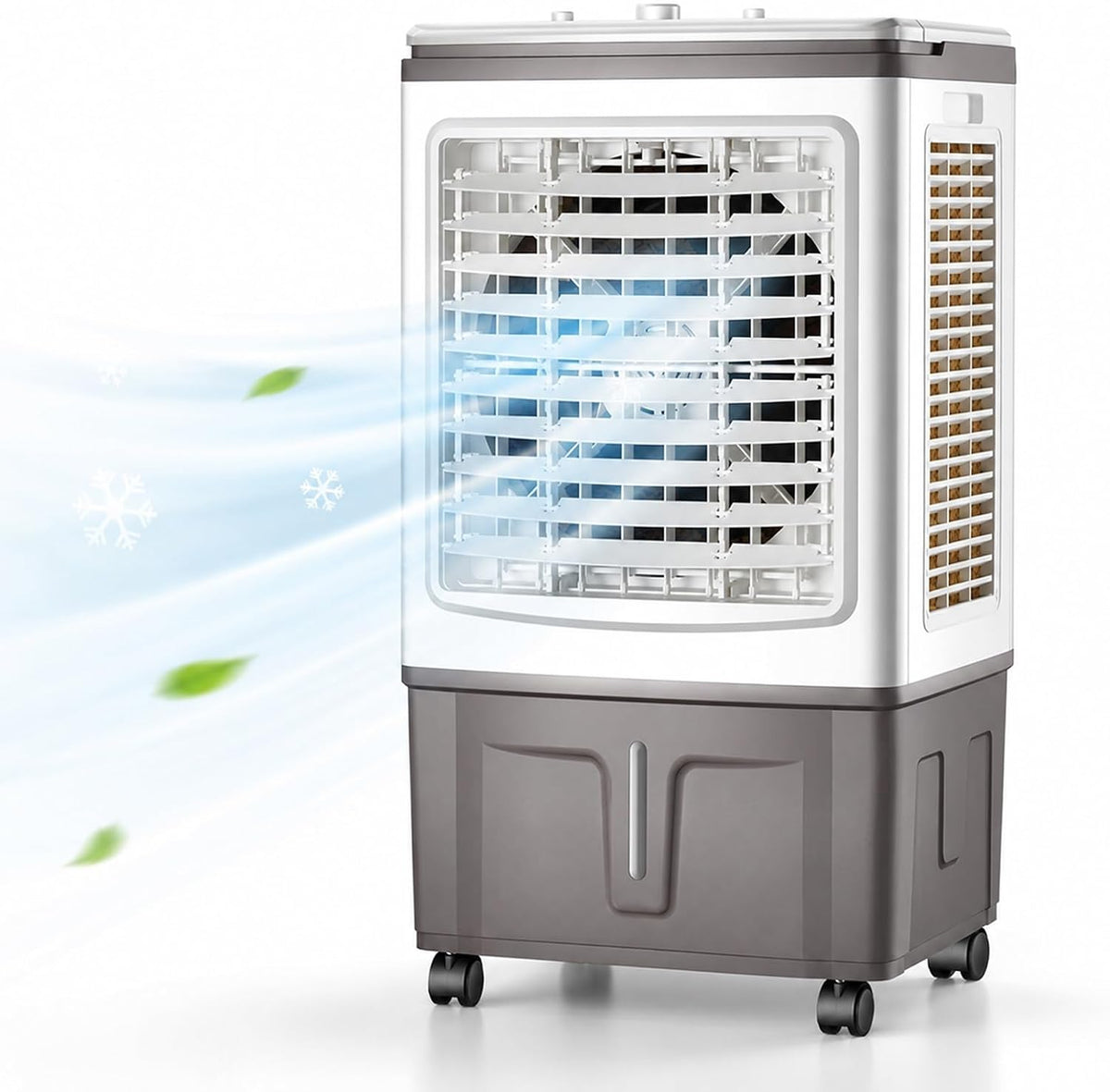 JXYQZD rafraîchisseur d'air, 51–70 dB, Blanc, Par Évaporation, 3 Vitesses, Oscillation à 120°, 4 Blocs de Glace