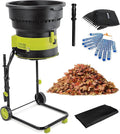 CGLYYDS broyeur, 2500 W, 8000 TR/Min, Noir, de Feuilles de Jardin avec Roues et Sac de Rangement, Compost à Feuilles