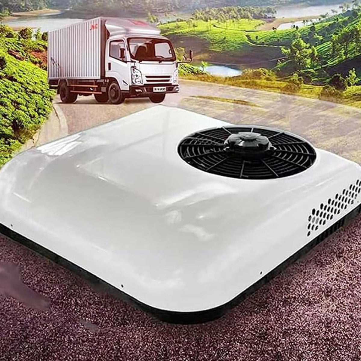 Climatiseur Climatiseurs, 12 V, 24 V, Blanc, de toit pour véhicules /, Idéal pour SUV, camping-cars, camionnettes et remorques de voyage