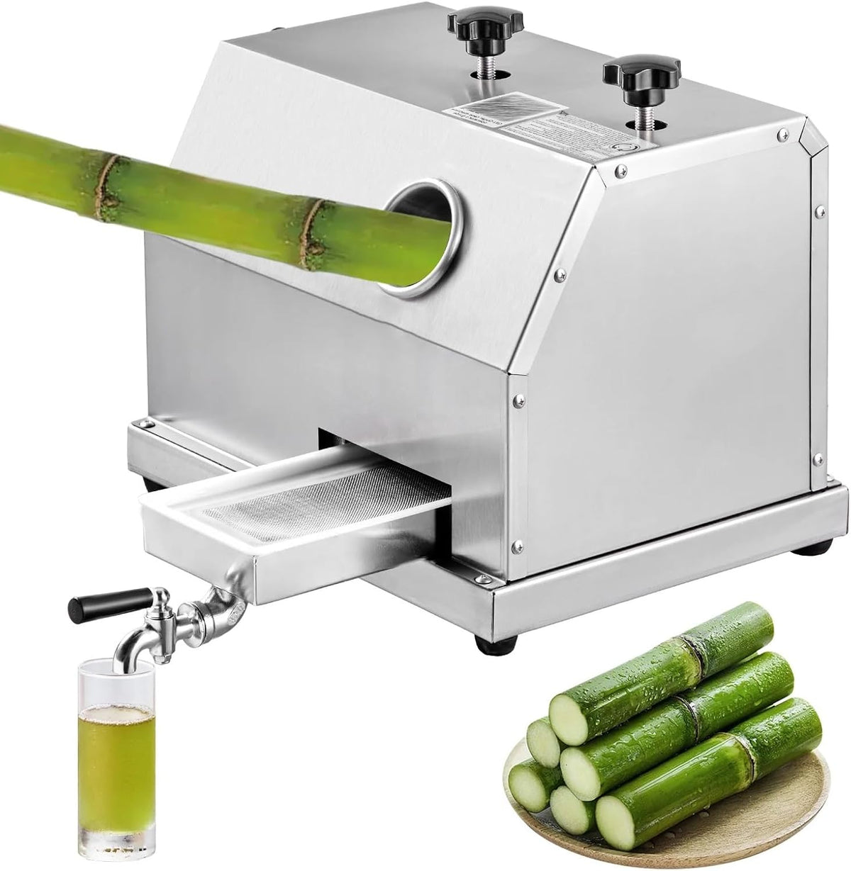 110LBS/H centrifugeuse, 37 x 30 x 27 cm, Acier inoxydable, Argenté, Extracteur De Jus De Canne À Sucre Manuel