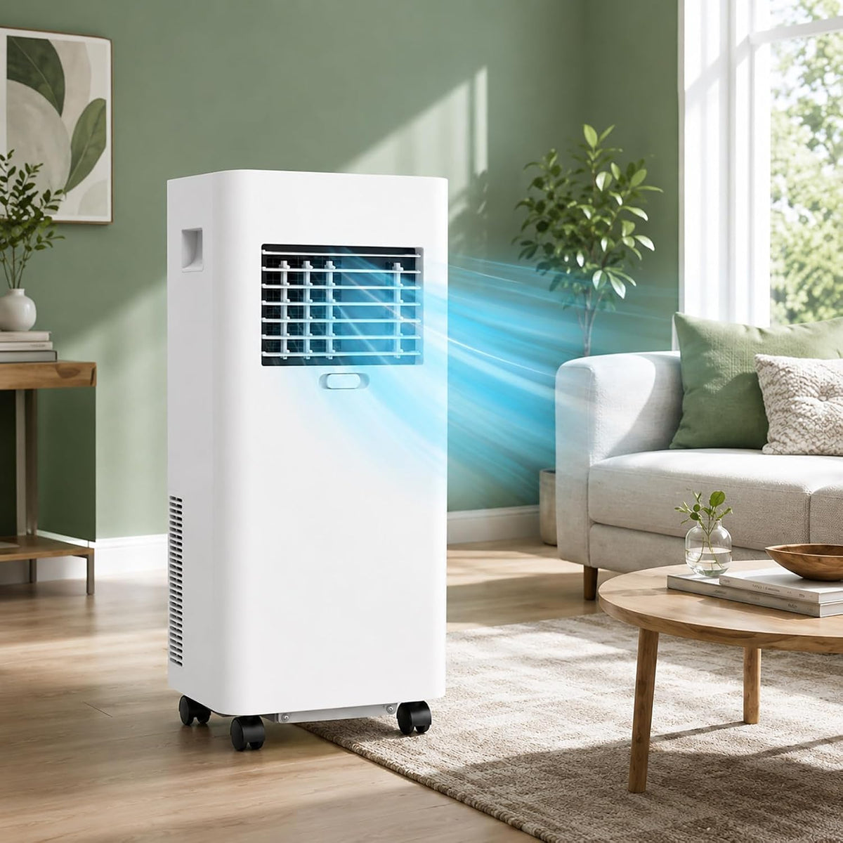 climatiseur portable HCAUYNN, 45 dB, 7000 BTU, 150 m, Blanc, Climatisation Mobile, Climatiseur Mobile Avec Tuyau D'éVacuation