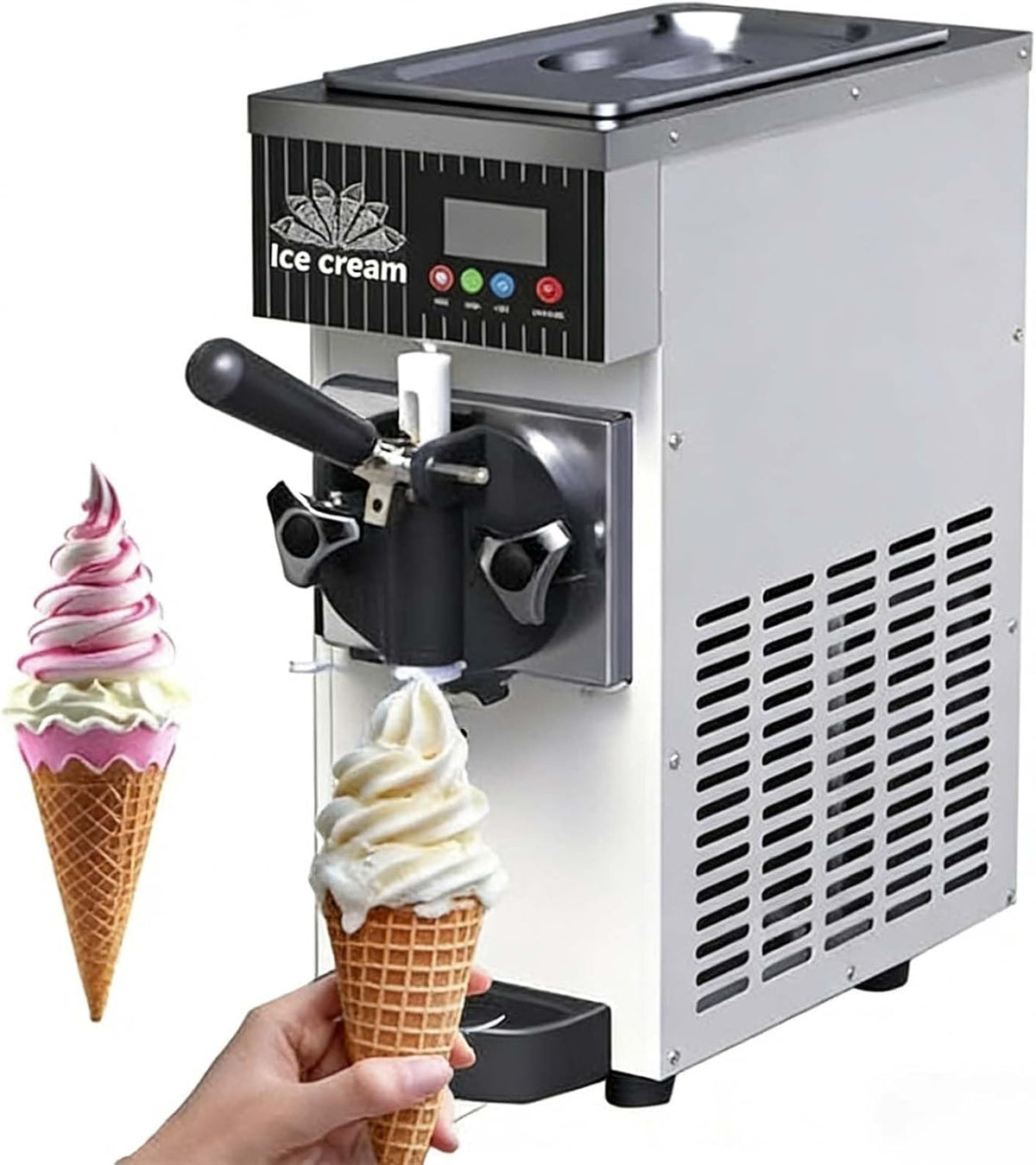 QITUJOUR sorbetière, 200 x 400 x 510 mm, 450 W, 5 Kg, Acier inoxydable, Noir, Machine à Glace à L'italienne