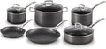 LE CREUSET batterie de cuisine, Transparent, antiadhésive trempée, 6 pièces avec 4 couvercles en verre