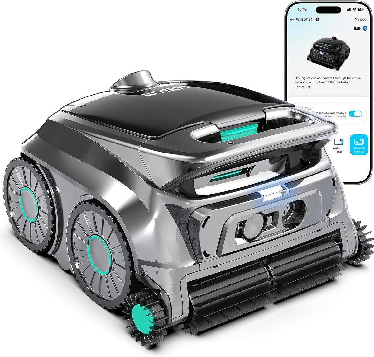 WYBOT Systèmes de nettoyage automatique, Vert, OS600 Robot Piscine sans Fil, Nettoyage Fond Et Parois, Autonomie 120 Min