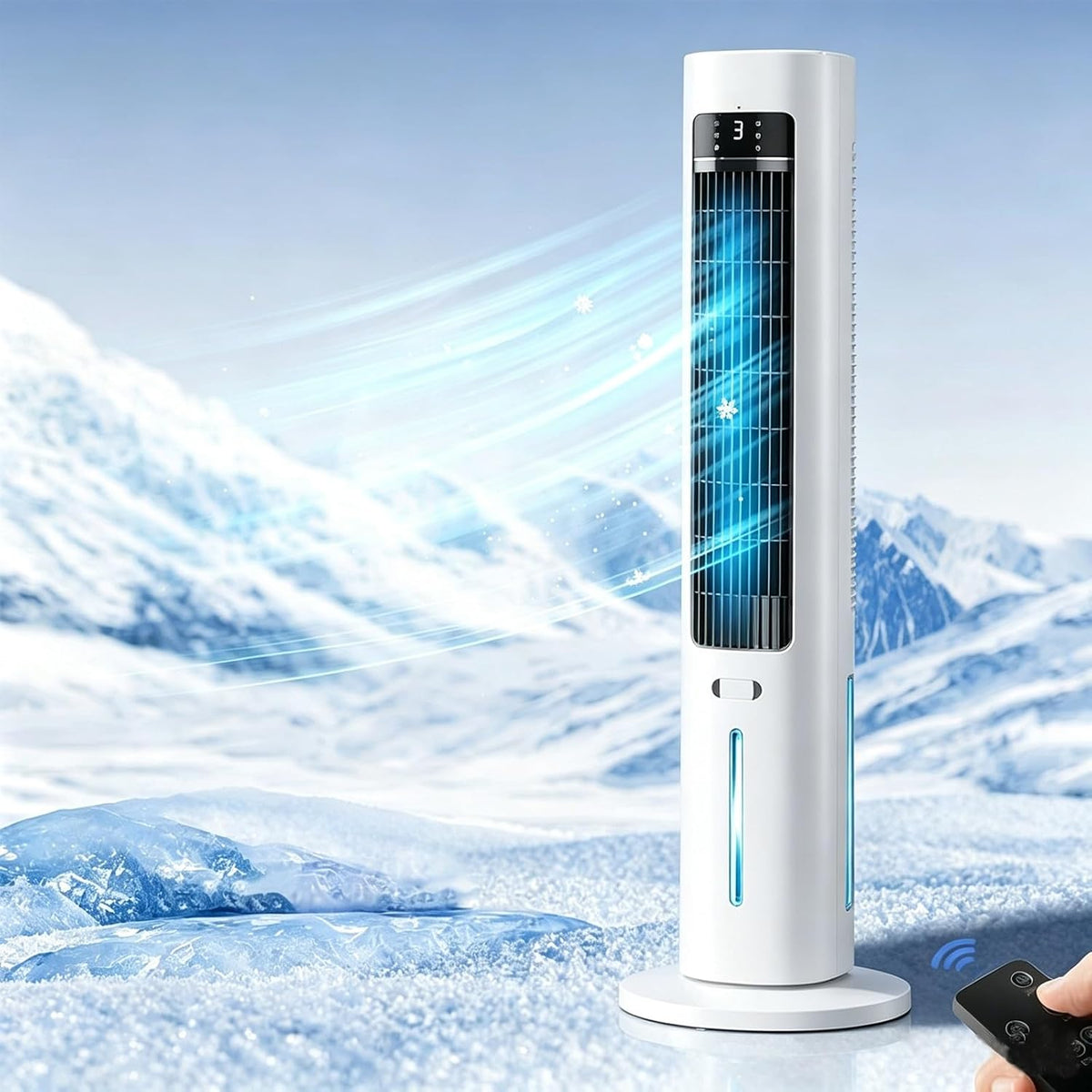 CSPJPIZIYB rafraîchisseur d'air, 97,5 cm, Plastique ABS haute qualité, Blanc, Ventilateur Tour à Refroidissement Par Évaporation D'eau
