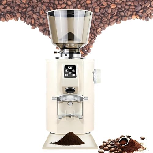 YXYLJOZ machine à café, 252 × 210 × 478 mm (9,9 × 8,3 × 18,8 po), 453 g (1 lb), Réglages de mouture : 9, 350 W, Vitesse : 2 800 tr/min, Beige/Noir