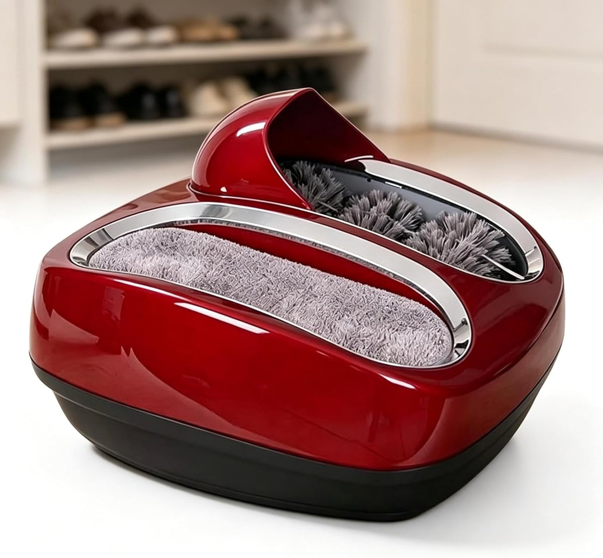 SYSXLT lave-linge, 46*42*28 cm, 80 W, métal, Rouge, Nettoyeur de Semelles de Chaussures entièrement Automatique