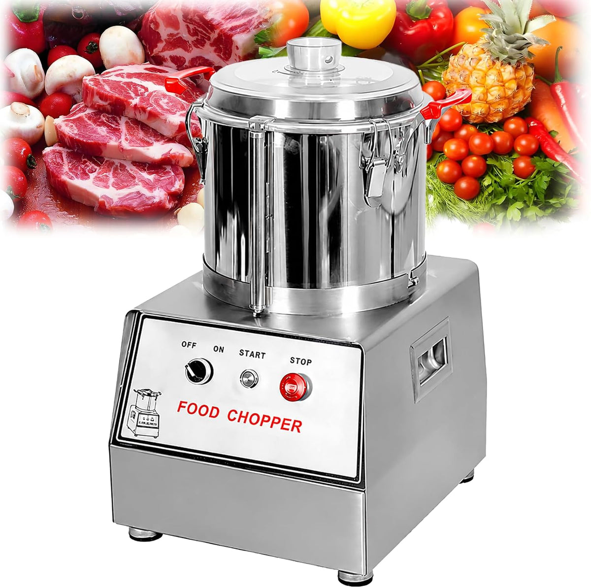 DongDongQiang Mini-robots et hachoirs, 5 L, 15 L, Argenté, Hachoir à Viande Professionnel Électrique INOX, Moteur Haute Performance