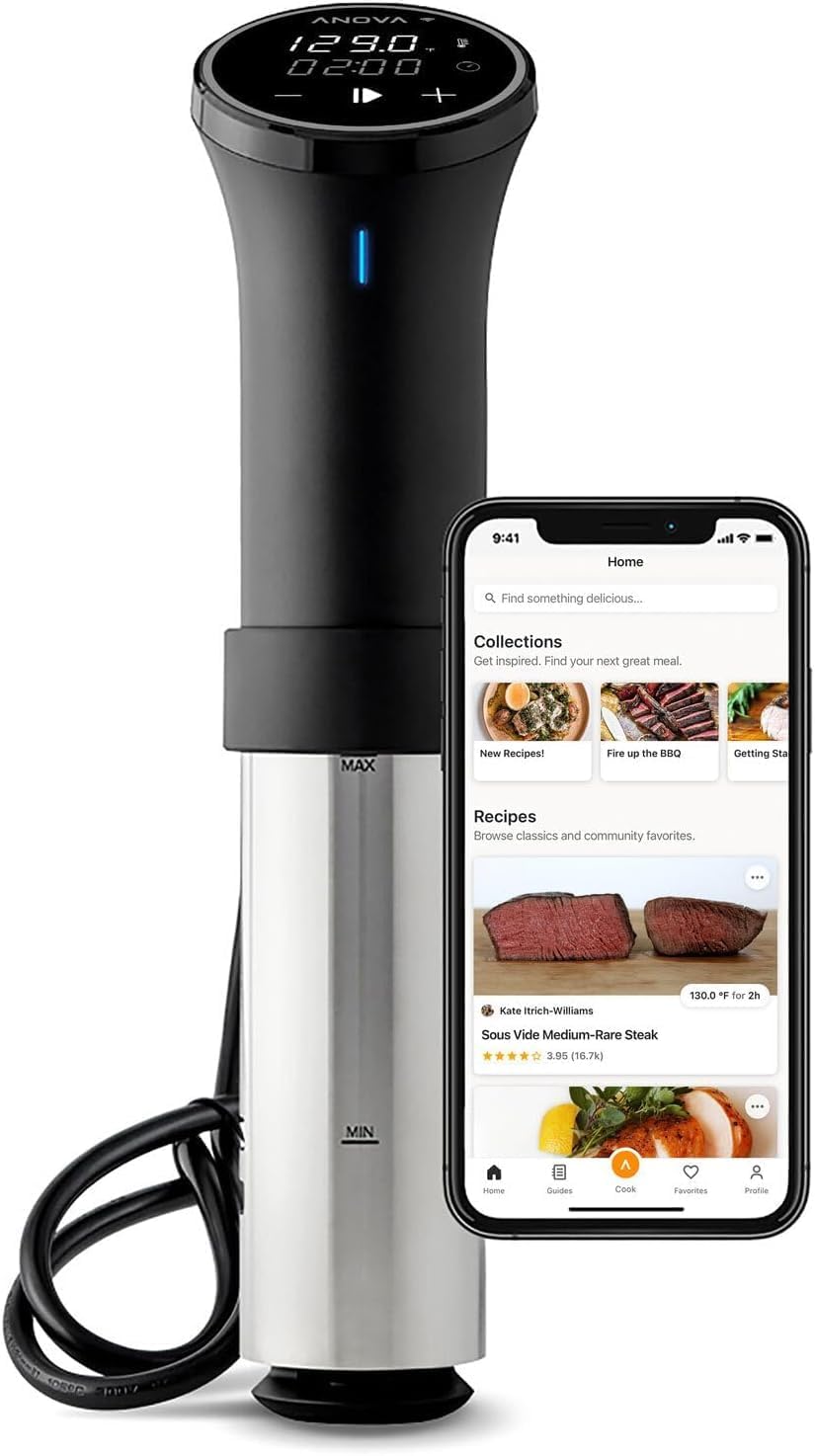 Anova Bains-marie sous vide, Noir/Argenté, Precision Cooker 3.0 [AN525-UK00], Sous Vide, 1100 Watts, application Wifi incluse - Noir et argent