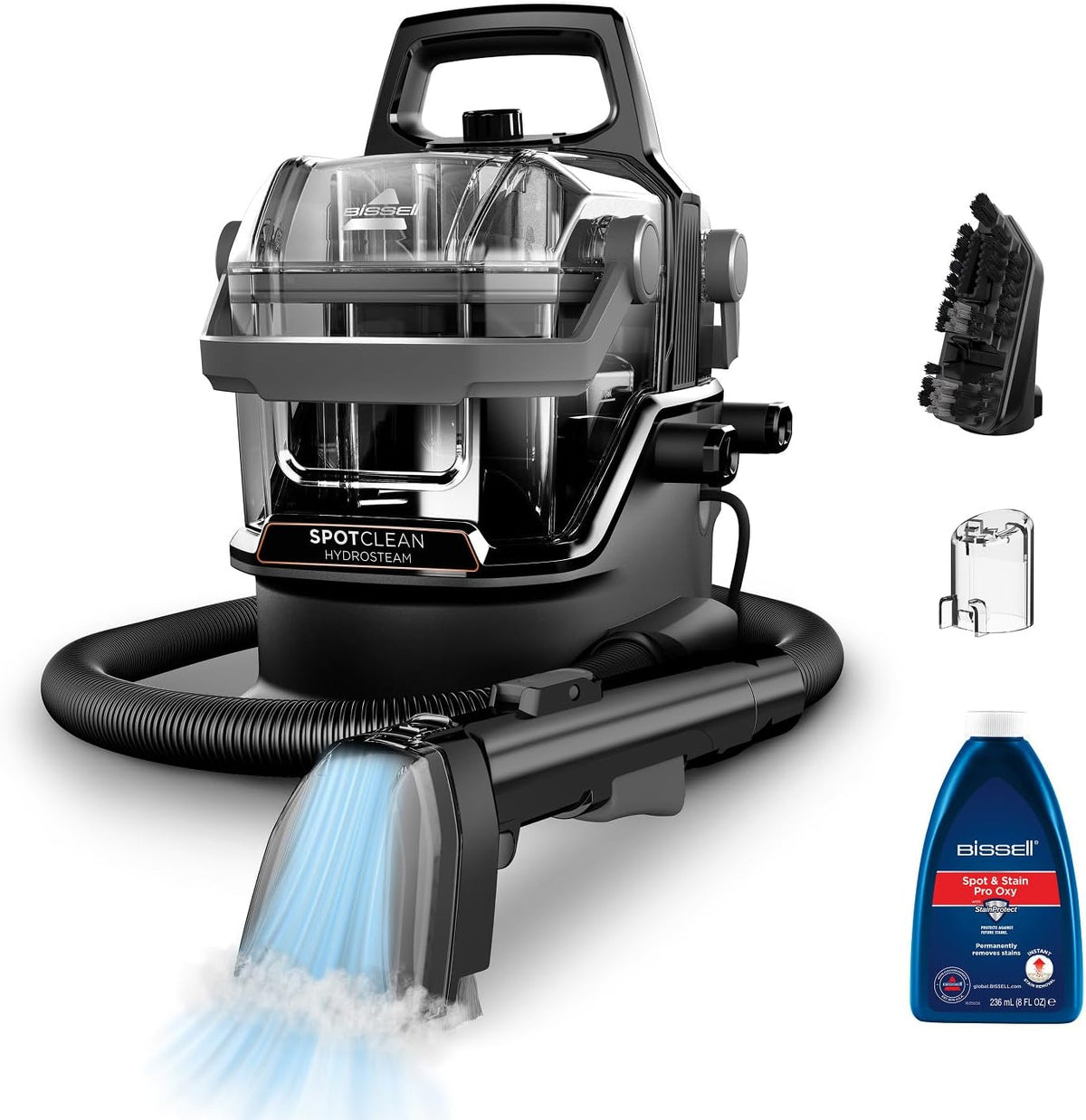 canapé Bissell, 1000 W, Noir, SpotClean HydroSteam Shampouineuse 3689N, Nettoyeur vapeur avec technologie HydroSteam
