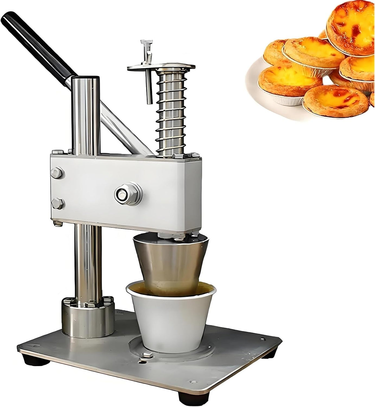 EpyGnom Presses à pâte, Argent, Machine a Tartelettes Aux Œufs, Presse a Tarte Manuelle avec Moule pour Cuisson de Tartelettes Aux Œufs