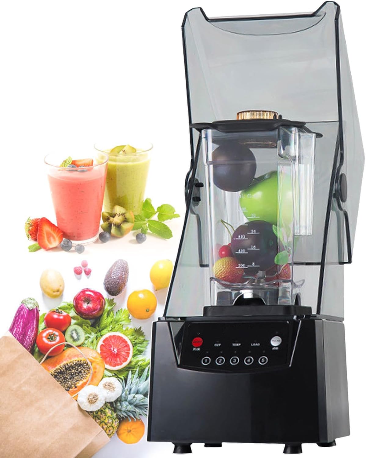 lilishangmao blender, 1.8 L, 2200 W, Noir, 5 Programmes Préréglés Et Capacité De 1, Restaurants, Milk-Shakes