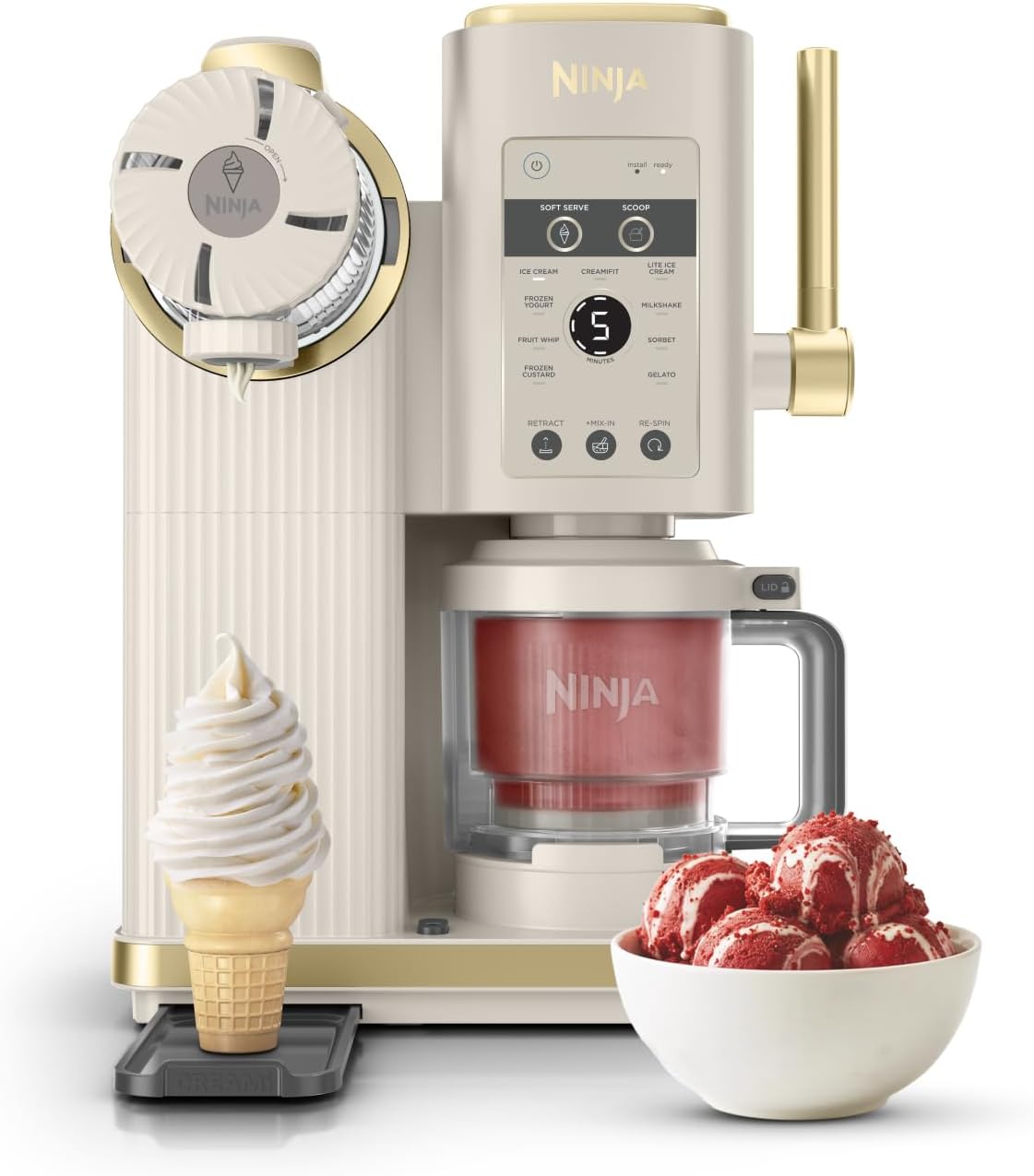 NINJA sorbetière, Noir, CREAMi Scoop and Swirl avec 2 pots, 13 modes NC701EUSTGD, réaliser crèmes glacées