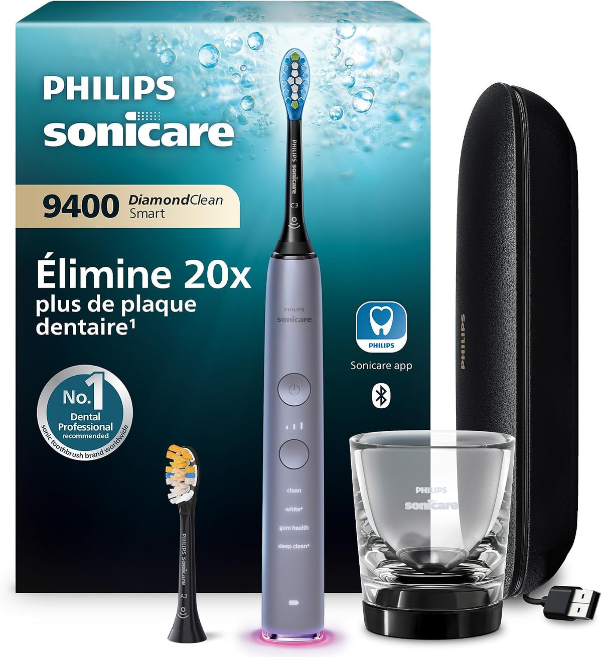 PHILIPS Soniques, Gris, capteur de pression, détection de la tête de brosse, modèle HX9917/90