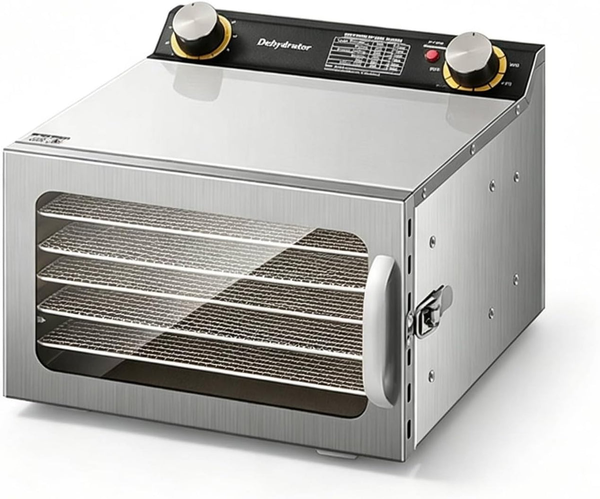 Jiuvaso déshydrateur alimentaire, Noir, Déshydrateur Industriel Alimentaire, 6 Couches, Modèle Mécanique Avec Porte Latérale