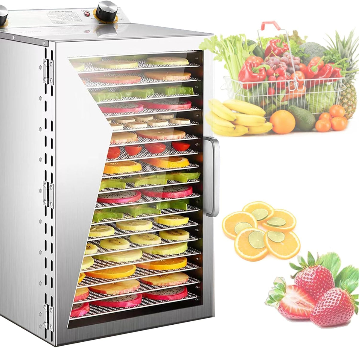 Quixnova déshydrateur alimentaire, Argenté, Machine de lyophilisation pour la maison, à température réglable de 30 à 90 ℃ et minuterie