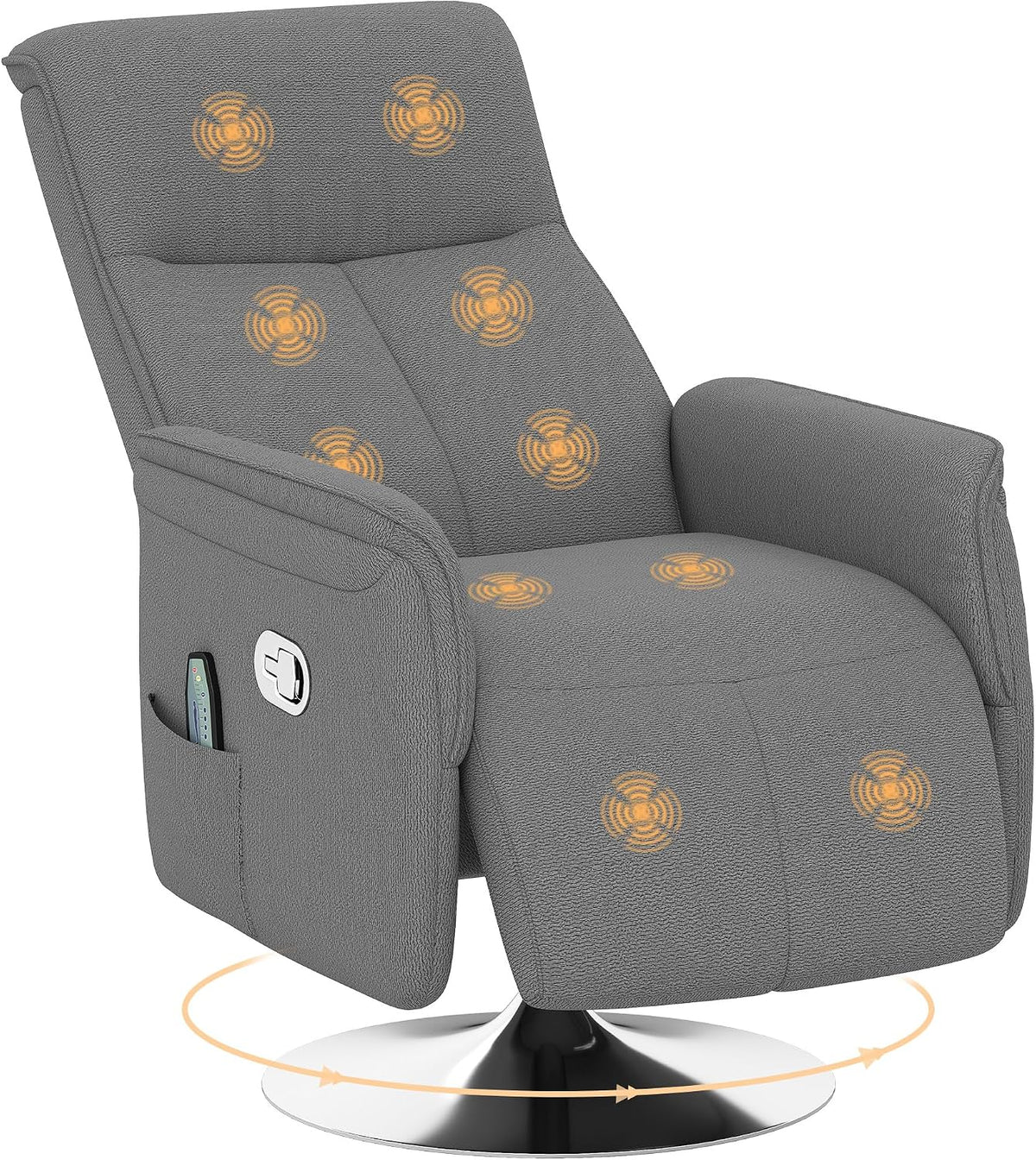 HOMCOM Fauteuils et sièges de massage, Gris, Fauteuil Relax Massant Électrique, Repose-Pieds Réglable