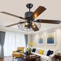 JMrider Ventilateurs de plafond avec lampe intégrée, plafonnier de ventilateur de plafond, l132 cm * h50 cm, 220240v, noir