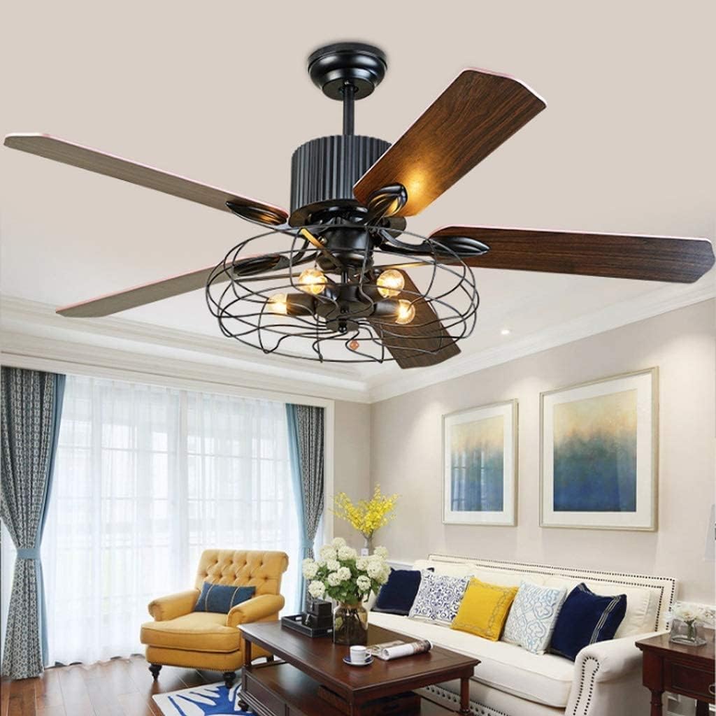 JMrider Ventilateurs de plafond avec lampe intégrée, plafonnier de ventilateur de plafond, l132 cm * h50 cm, 220240v, noir