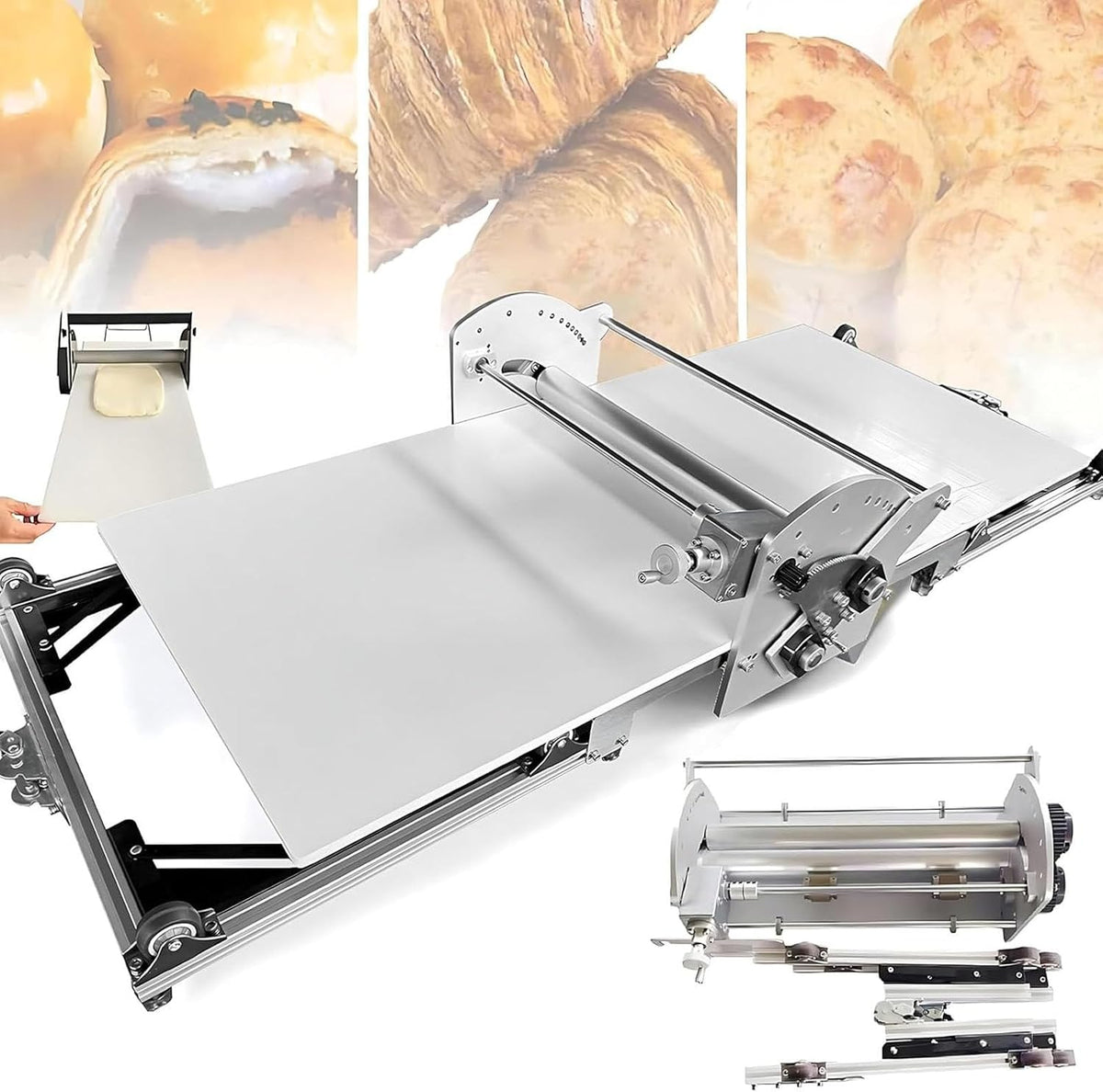 ZXSYYDS Machines à pâtes manuelles, 1300 × 570 × 230 mm (51,2 × 22,5 × 9,1 po), 60 W, 110 V/220 V, Acier inoxydable, Argenté