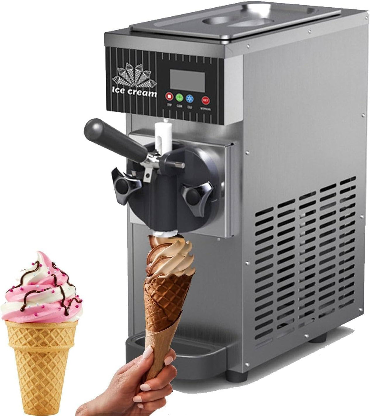 MANYOUYOU sorbetière, ZB-BQL28, 20 x 40 x 51 cm, 5 Kg, Acier inoxydable, Gris, Machine à Glace à L'italienne Professionnelle