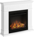 TAGU cheminée électrique, Blanc, Larsen avec PowerFlame, Chauffage et Thermostat, minuterie 7 Jours, Effet Flamme LED