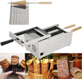 HCAUYNN Fours grille-pain, 460 x 240 x 210 mm, 1600 W, Acier inoxydable + bois, Argenté, Machine à GâTeaux en CheminéE Kurtos Kalacs