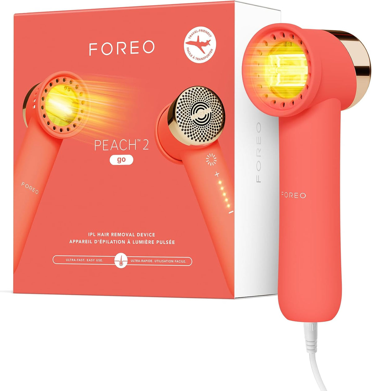 FOREO épilateur à lumière pulsée, Noir, PEACH 2 Go Appareil D'Épilation IPL Compact Pour Le Voyage