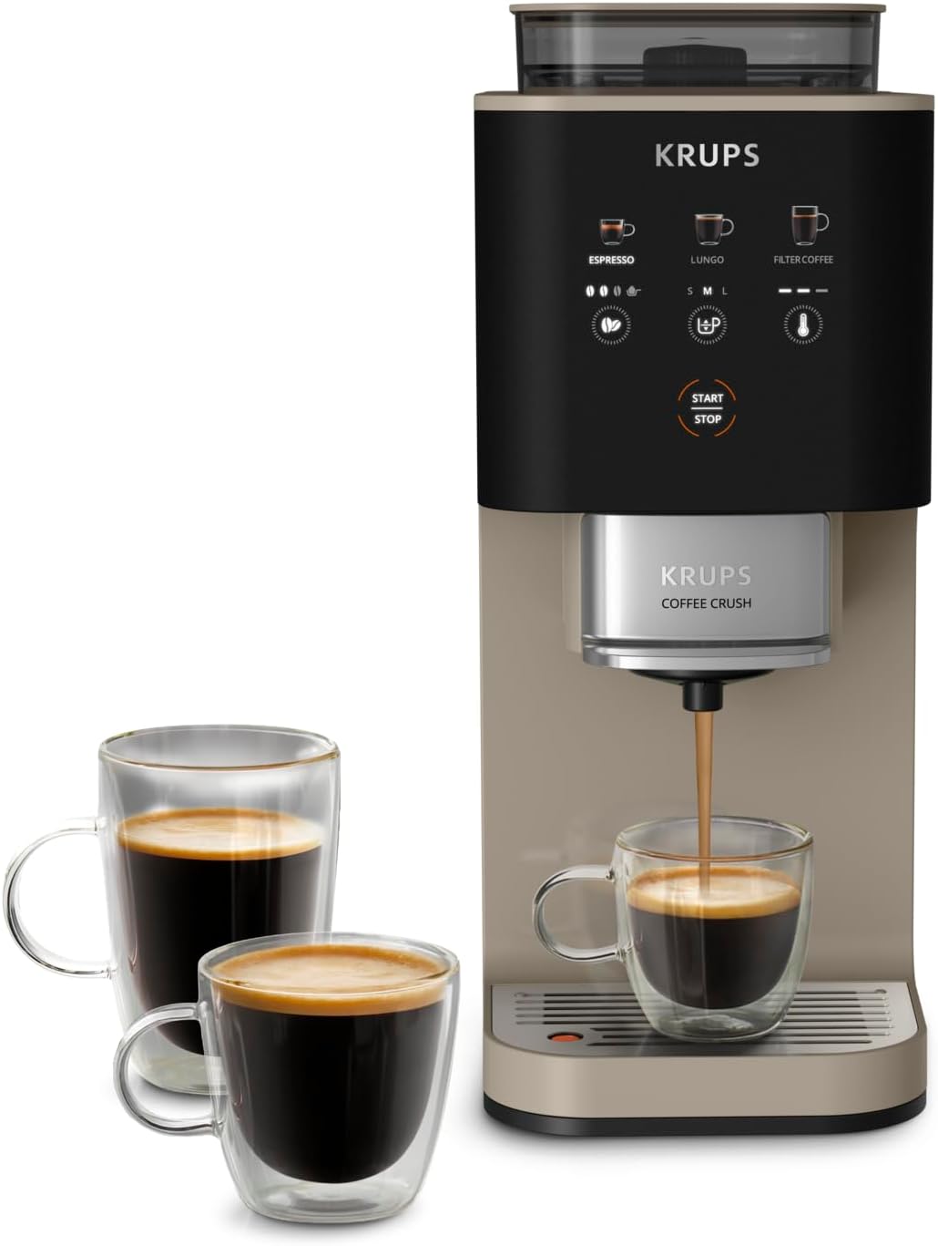 KRUPS machine à café, 15 cm, Noir/Argenté, - Coffee Crush Extra Ultra Compacte Chaï - 15 bars