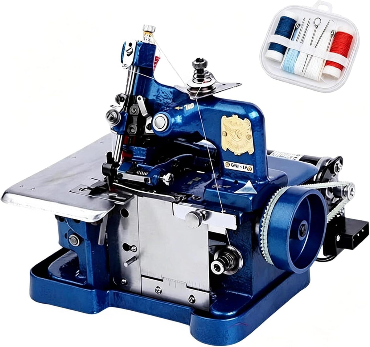 SYSXLT surjeteuse, 255 x 210 x 270 mm, Bleu, Machine à coudre industrielle, Cadre en métal rapide, finition des coutures durable et efficace.(Blue)