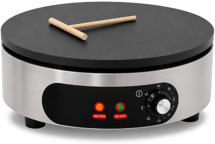 Crêpière Crêpières, 3000 W, 40 cm, Noir, Ronde Professionnelle Électrique - Plaque Fonte