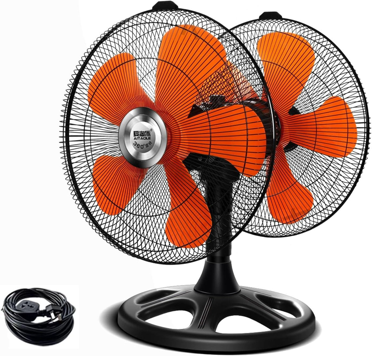 Ventilateur ventilateur sur pied, 500 x 420 x 650 mm, 220 V, 35 dB, 65 cm, Orange, Sur Pied Pas Cher 360° À Double Convient À Un Usage Professionnel