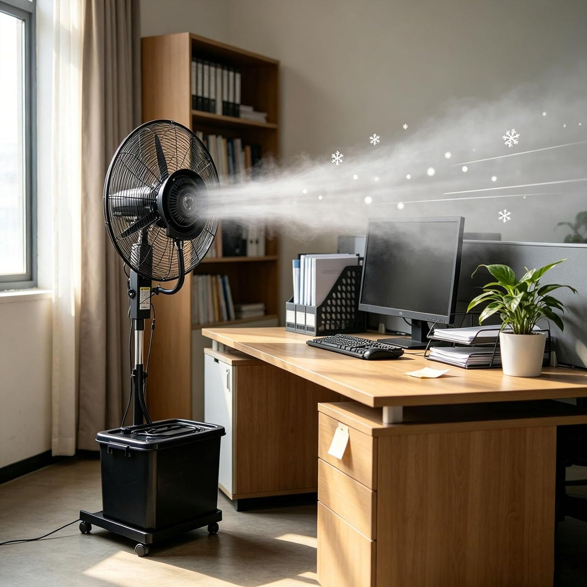 climatiseur portable Lsoiup, 260 W, 220 V ~ 50/60Hz, 55 dB (min) – 70 dB (max), 81 cm, Blanc, Ventilateur Brumisateur Exterieur avec Gros Réservoir